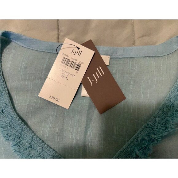 J. Jill Poncho Sm - Lg Ombre Coastal Blue Cover Up NWT Oversized Asymmetrical Be - Picture 6 of 8